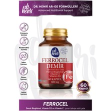 Dr. Henri Ferrocel – Demır Bısglısınat, Vıtamın D3 ve Vıtamın C 60 Kapsül