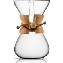 Empressco Ahşap Boyunlu Cam Pour Over Demleme Seti, 5 Kupa, 800 ml