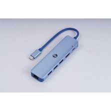 Vcom CUE55 Mavi Type-C To Hdmi(4K@30Hz)+Gigabit Lan+Usb3.0+Pd 3.0 100W Çoklayıcı