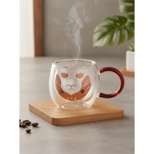 Tohana Çift Çidarlı Hayvanlı Cam Kupa 280 Ml Kırmızı