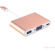 Mykablo Type-C Çevirici - Type-C Giriş - VGA Çıkış+USB 3.0+Type-C