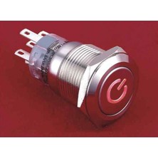 Mykablo "NO56T" 19 mm Kırmızı Power LED'li Metal Push Buton