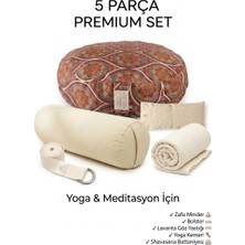 SUNYOGA 5 Parça Premium Yoga ve Meditasyon Seti – Zafu Minder, Bolster, Lavanta Göz Yastığı, Yoga Kemeri ve Shavasana Battaniyesi