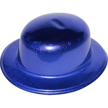 Herşey Trend Mavi Renk Hologramlı Plastik Yuvarlak Melon 27X24 cm