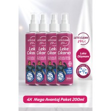 letsClean Profesyonel Leke Çıkarıcı Sprey Zorlu Lekeler İçin Güçlü Temizlik - 4x200 ml