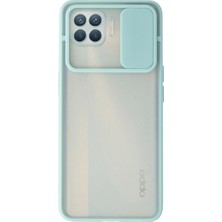 sbodurhome Oppo Reno 4 Lite Kılıf Palm Buzlu Kamera Sürgülü Silikon - Turkuaz