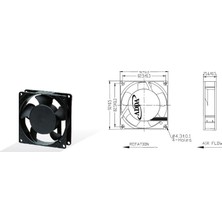 Mykablo 90x90x38 mm 220 Volt Metal Fan