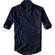 Alaska The Last Frontier Slim Fit %100 Pamuk Kumaş Hakim Yaka Uzun Kol Gömlek Koyu Lacivert-
