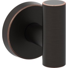 BH26542ORB Arrondi Serisi Tek Bornoz Kancası, Yağ Ovuşturulmuş Bronz, 57 mm Uzunluk, Banyo Havlu Askısı