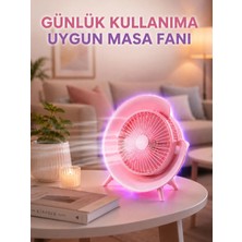 Shoppingfestr Renkli Ambiyans Işıklı Taşınabilir Masaüstü Vantilatör Tk