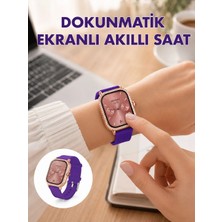 Akıllı Bayi Pembe Mor ve Metal Kordonlu Akıllı Saat Hediye Seti Aby