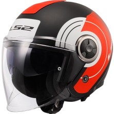Çenesiz Kask Ls2 Classy Dısko Mat Siyah Kırmızı Beyaz Orjinal Xl Vizörlü
