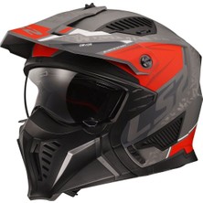 Kapalı Kask Ls2 Drıfter Devor Mat Gri Tıtanıum Kırmızı Orjinal L