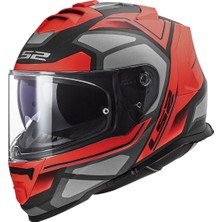 Kapalı Kask Ls2 Storm 2 Faster Mat Kırmızı Tıtanyum Orjinal Vizörlü L