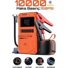 Enshall Akü Takviye Cihazı 10.000MAH Auhma Powerbank Özellikli Çantalı Akü Takviyeli Oto Hava Kompresör