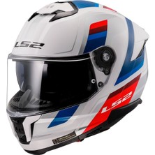 Kapalı Kask Ls2 Stream 2 Vıntage Beyaz Mavi Kırmızı Orjinal Vizörlü M