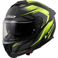 Kapalı Kask Ls2 Stream 2 Fury Mat Siyah Gri Neon Sarı Orjinal Vizörlü 3xl