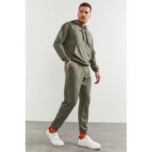 Tommy Life Çağla Kapüşonlu Kanguru Cep Lastik Paça Erkek Oversize Eşofman Takımı - 85117