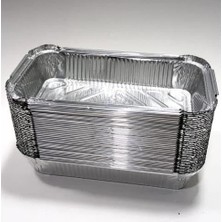 50 Adet Kullanat 20X12CM Dikdörtgen Alüminyum Folyo Kap 500-800GR Ocakta Isıtma+Fırın Ateşe Dayanır
