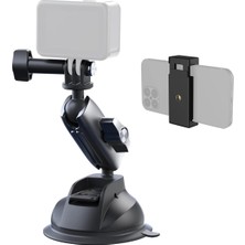 Alüminyum Vakumlu Kamera Tutucu | 360° Döner Çift Mafsallı Crab Claw Kelepçe, Gopro, Djı Osmo, INSTA360 ve Cep Telefonları Için Montaj Aparatı, TE-SUC-010