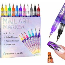 Rıvano 12 Renk Oje Sanatı Kalemi Seti, Su Bazlı Hızlı Kuruyan Tırnak Art Kalemi, Çocuklar ve Yetişkinler Için Kolay Tırnak Boyama ve Nail Art Tasarım Seti