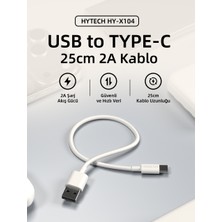 Hytech HY-X104 0.25M 2A Type-C Beyaz Şarj Kablosu