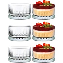 6'li Kristal Desenli Cam Kase Seti - Şeffaf, Tatlı ve Meze Sunumu Için, Bulaşık Makinesinde Yıkanabilir, Modern Tasarım