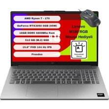 Lenovo Loq 15ARP10E 83S000E0TR Amd Ryzen 7 170 16GB 512GB SSD Rtx 3050 Freedos 15.6" Fhd