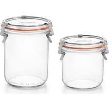 Klipsli 2'li Cam Kavanoz Seti (1 Adet 580 ml - 1 Adet 425 Ml)