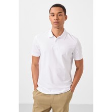 Tommy Life Beyaz Standart Kalıp Basic Polo Yaka Erkek T-Shirt - 87748