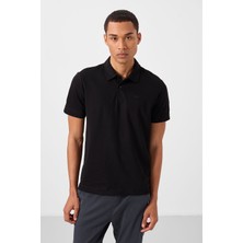 Tommy Life Siyah Standart Kalıp Basic Polo Yaka Erkek T-Shirt - 87748
