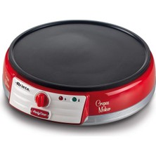 Ariete Party Time Krep Makinesi Kırmızı 0202/00-1000 Watt, 30 cm Yapışmaz Plaka, Sıcaklık Ayarı, Sıcaklık Hazır Işığı, Tahta Spatula ve Hamur Yuvarlama Aleti