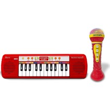 Bontempi Elektronik Karaoke Seti, 24 Tuşlu Işıklı Org ve Mikrofon, Müzik Eğitim Seti, 3+ Yaş (Kırmızı)