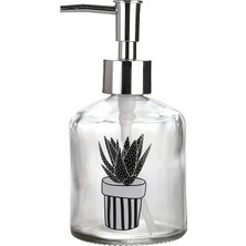 Cam Sıvı Sabunluk,kaktüs 1 Desen 300ML 7,6X15,5CM
