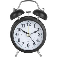 HT-850 Yüksek Sesli Alarmlı Saat Nostaljik Analog Çalar Saat Fosforlu Işıklı Metal Gövde Akar Saniyeli Sessiz Pilli Saat Siyah