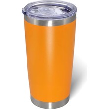 Çift Katmanlı Paslanmaz Çelik Pipet Girişli 600ML Sıcak Soğuk Tutan Bardak Termos Mug - FC1142 (Turuncu)