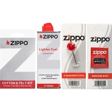 Zippo Çakmak Benzin Taş Fitil Pamuk Keçe Seti 3141-4