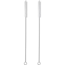 2 Içme Saman Temizleme Fırçası Uzun - Paslanmaz Çelik Içecek Pipetleri Için Kıl Temizleyici Cam Yıkama Için Ağır Hizmet Fırçaları Silikon Metal Pipetler Çaydanlık Bacalı Mini Mikro Şişe