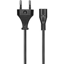 PX-TEYP15 1.5 Metre C7 Euro Teyip Power Kablosu, 2 Pin Sekiz Tip Güç Kablosu, Ps5 Ps4 Ps3 Xbox Series Tv Radyo Teyp DVD Tv Box ve C7 Girişli Cihazlar Için Full Bakır Siyah Enerji Kablosu