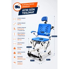 Poylin P620 Tilt Özellikli Baş Destekli Alüminyum Banyo Tuvalet Sandalyesi