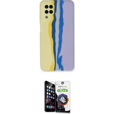 Marsilyan™- Galaxy A22 Kılıf Yadigar Çizgi - Şeffaf Temperli Cam Ekran Koruyucu