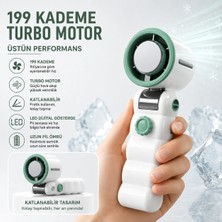Tarçın Y19S Turbo Fan Şarjlı Mini Vantilatör 199 Kademeli Dijital Göstergeli Sessiz El Fanı