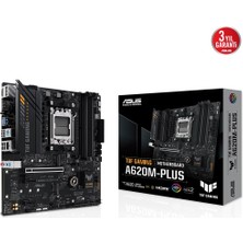 ASUS TUF GAMING A620AM-PLUS AMD A620A AM5 DDR5 7600 2xDP HDMI Çift M2 USB3.2 AURA RGB 2.5Gbit LAN mATX