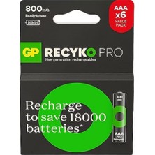 Gp AAA 850 mAh Şarjlı İnce Kalem Pil  4+2'li Paket Recyko GPHCH83BOK