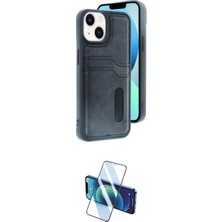 Marsilyan™- iPhone 14 Kılıf Yörünge Işık Serisi - Siyah 3D Antistatik Cam Ekran Koruyucu