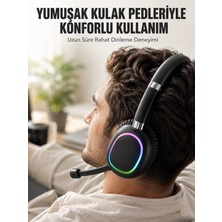 Marsilyan Bluetooth 5.0 Rgb Işıklı Mikrofonlu Kablosuz Kulak Üstü Kulaklık