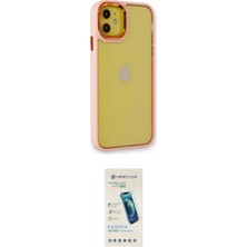 Marsilyan™- iPhone 12 Kılıf Eksen Doku Prime - Şeffaf Pasifik Cam Ekran Koruyucu