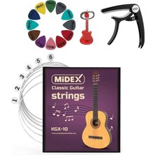Midex KGX-10C Klasik Gitar Teli Takımı Siyah Kapo ve Pena Seti Türkiye Menşeli