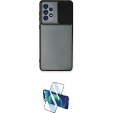 Marsilyan™- Galaxy A73 5g Kılıf Vadi Çizgi - Siyah 3D Antistatik Cam Ekran Koruyucu
