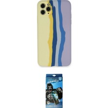 Marsilyan™- iPhone 11 Pro Kılıf Yadigar Çizgi - Siyah 34D Izgaralı Cam